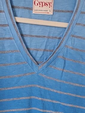 Men's Gypsy Blue Striped V-Neck Tee